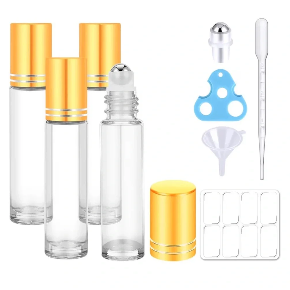 Gold and Clear Roller Bottles 4-pack‎